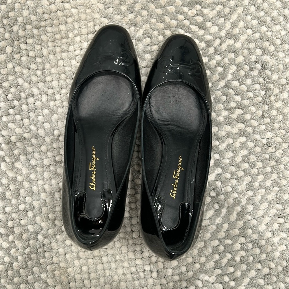 Salvatore Ferragamo all patent pumps